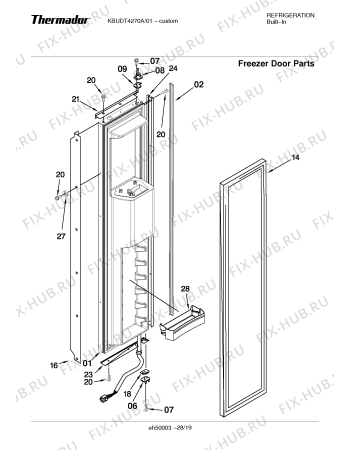 Схема №22 KBUDT4250A 42" SXS REFRIG (SS) DESIGNER HDL с изображением Инструкция по установке/монтажу для посудомоечной машины Bosch 00422441